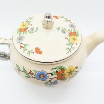 Cream & Floral Teapot Leigh Ware
