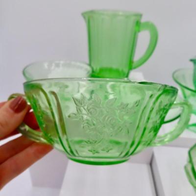 Green Glassware Collection (7 pieces) Possibly Uranium?