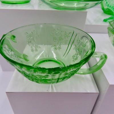 Green Glassware Collection (7 pieces) Possibly Uranium?