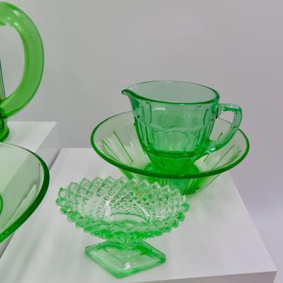 Green Glassware Collection (7 pieces) Possibly Uranium?