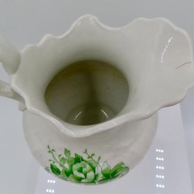 Green floral teapot & creamer