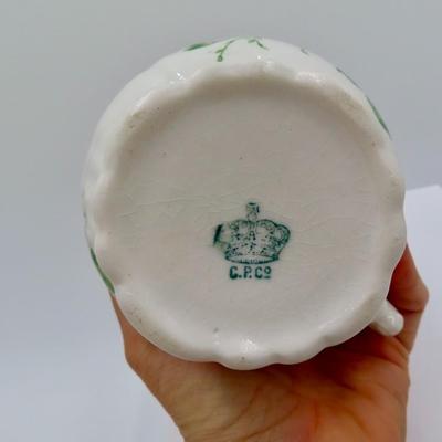 Green floral teapot & creamer