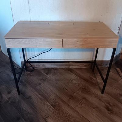 Two drawer desk with hidden multi plug hidden Access in top - USB - Electric