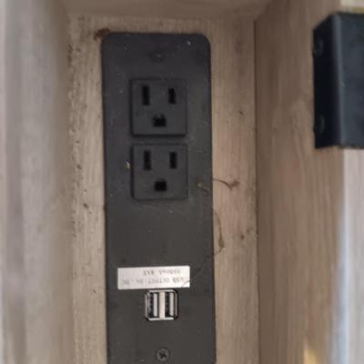 Two drawer desk with hidden multi plug hidden Access in top - USB - Electric