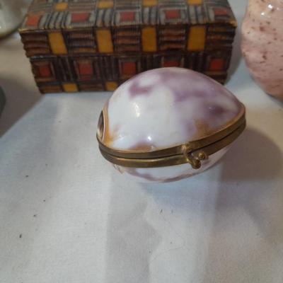 Delicate collectibles - lidded porcelain canister - vase - doll - and more