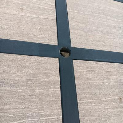 METAL PATIO TABLE WITH UMBRELLA STAND
