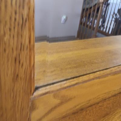 WOODEN HALL TREE WITH BEVELED MIRROR