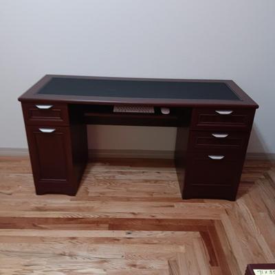 COMPUTER DESK W/4 DRAWERS, 1 CABINET AND PULL OUT SHELF