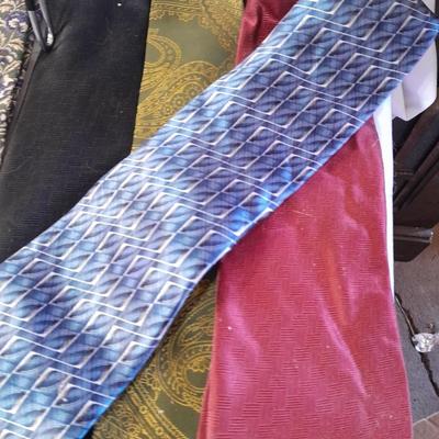 Ten neck ties and a hanger for them