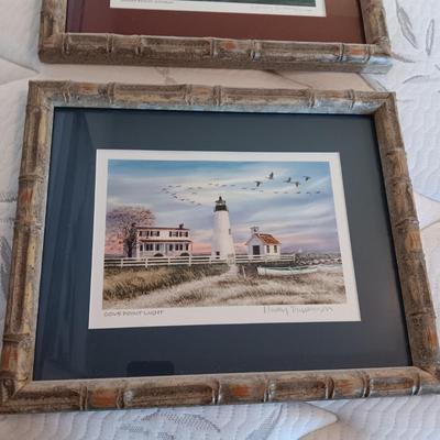 2 SIGNED LIGHTHOUSE THEMED PICTURES