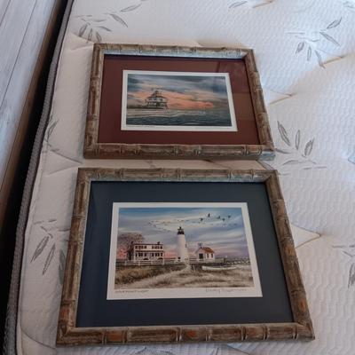 2 SIGNED LIGHTHOUSE THEMED PICTURES