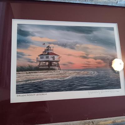 2 SIGNED LIGHTHOUSE THEMED PICTURES