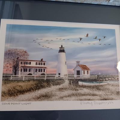 2 SIGNED LIGHTHOUSE THEMED PICTURES