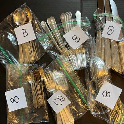 Antique Lunt "Treasure" 74 Pc. Sterling Silver Flatware (1866 g. w/o Knives, Serving Set)