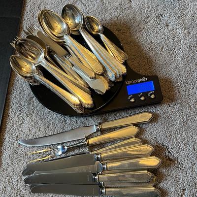 Antique Lunt "Treasure" 74 Pc. Sterling Silver Flatware (1866 g. w/o Knives, Serving Set)