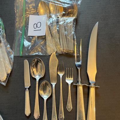 Antique Lunt "Treasure" 74 Pc. Sterling Silver Flatware (1866 g. w/o Knives, Serving Set)