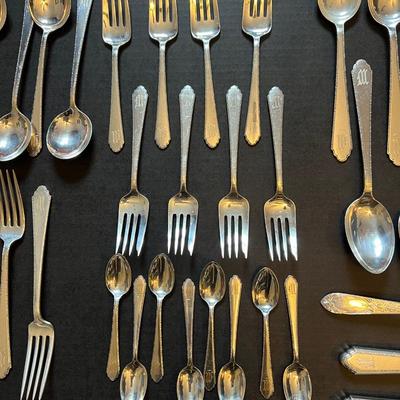 Antique Lunt "Treasure" 74 Pc. Sterling Silver Flatware (1866 g. w/o Knives, Serving Set)