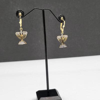 14k Gold Menorah Candle Earrings 4.4gr