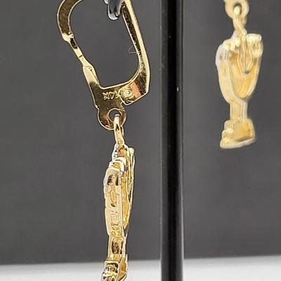 14k Gold Menorah Candle Earrings 4.4gr