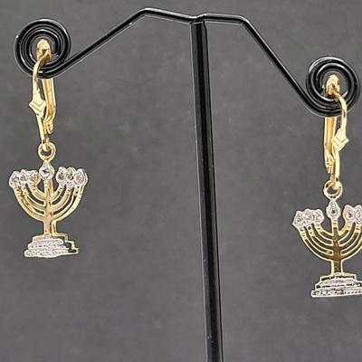 14k Gold Menorah Candle Earrings 4.4gr
