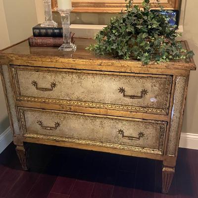 Gorgeous Theodore Alexander Art Deco Eglomisé Gilt Chest of Drawers