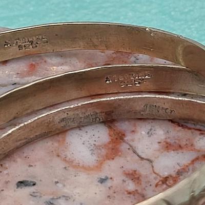 Trio Sterling Etched Bangle Bracelets Mexico 39.4gr