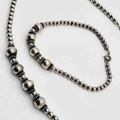 925 Beaded Necklace & Bracelet Set