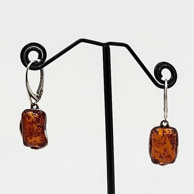 Baltic Amber Earrings Sterling Silver