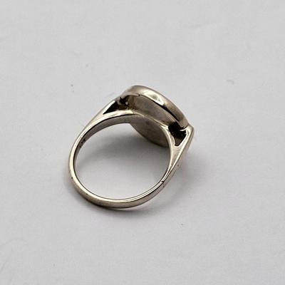 Turquoise Disk Inlay 925 Ring Size 8