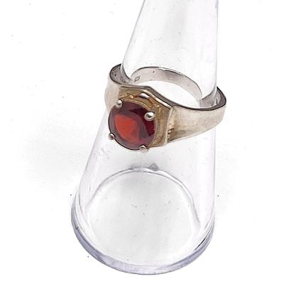 Early 70's Sterling Silver Garnet Solitaire Ring
