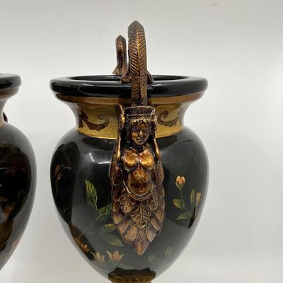 737 Pair of Decorative Painted Urns