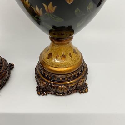 737 Pair of Decorative Painted Urns