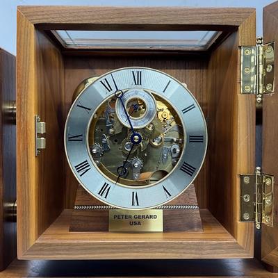 740 Vintage Peter Gerard USA Inlaid Mantle Clock