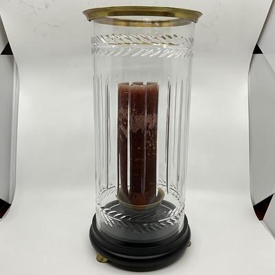 743 Cut Crystal and Brass Hurricane Candle Globe