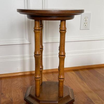 Small Wooden Side Table with Elephant Decor