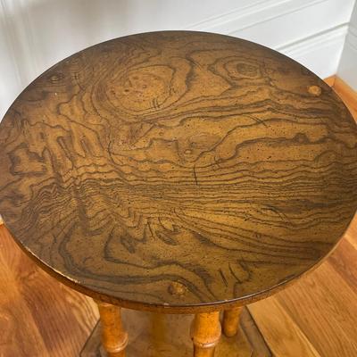 Small Wooden Side Table with Elephant Decor