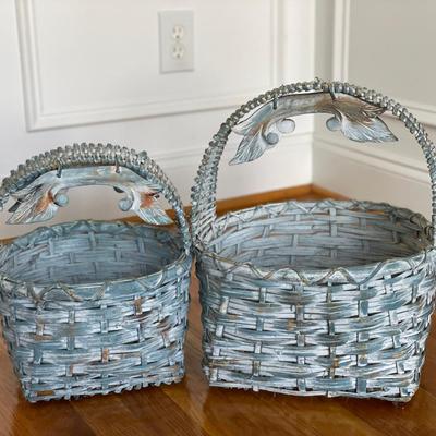 2 Decorative Blue Baskets