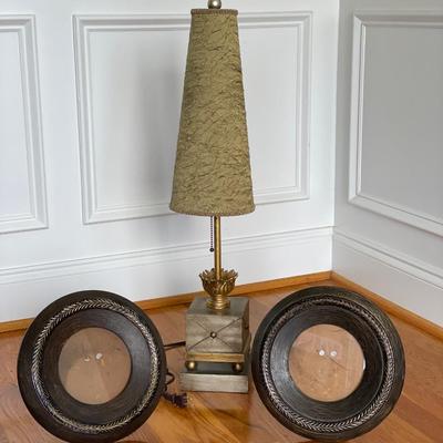Lamp and Two Matching Photo Frames