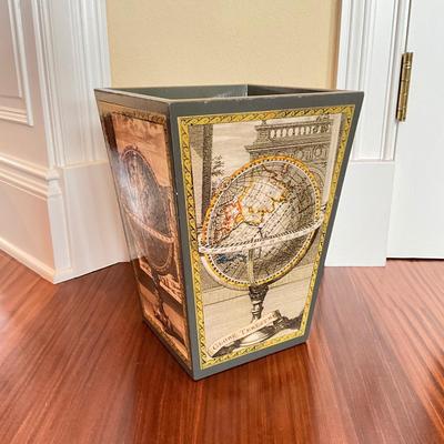 744 Annie Modica Handpainted Decoupage Waste Can