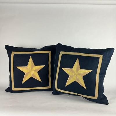 670 Set of Four Star Navy & Gold Down Pillows