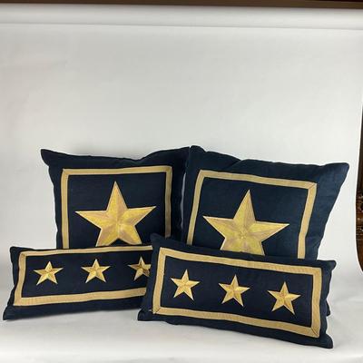 670 Set of Four Star Navy & Gold Down Pillows