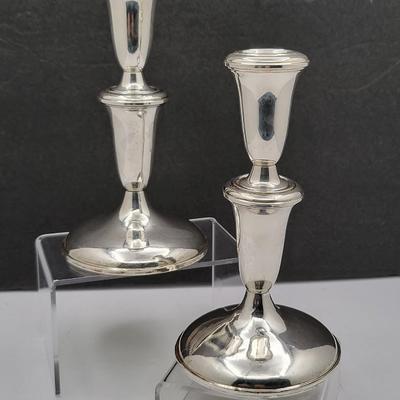 Empire Sterling Silver Weighted Candle Holder Pair