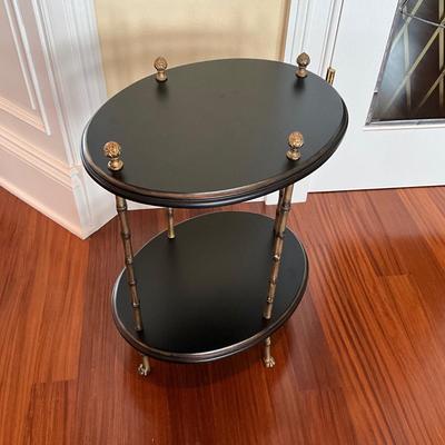 749 Bamboo Style Brass Two Tier Table