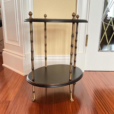 749 Bamboo Style Brass Two Tier Table