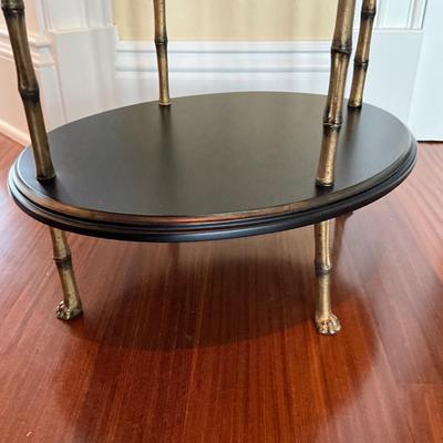 749 Bamboo Style Brass Two Tier Table