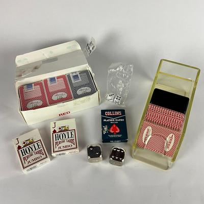 674 Lot of Playing Cards w/ Silver Plated Dice