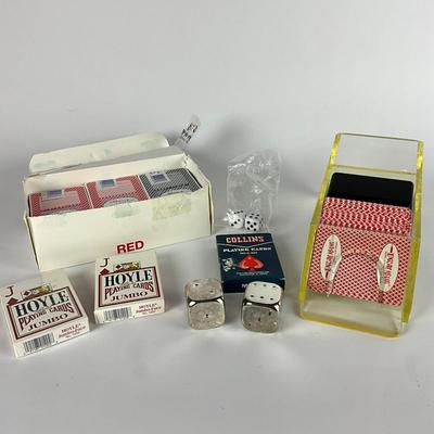 674 Lot of Playing Cards w/ Silver Plated Dice
