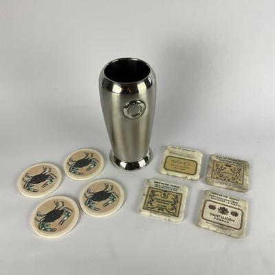 675 Villeroy & Boch Wine Holder w/ Two Sets of Stone Coasters