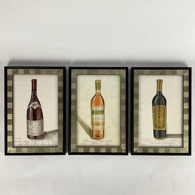 679 Set of Three Signed Lithographs of Wine Bottles