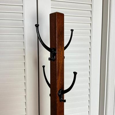 681 Oak Four Hook Coat Rack